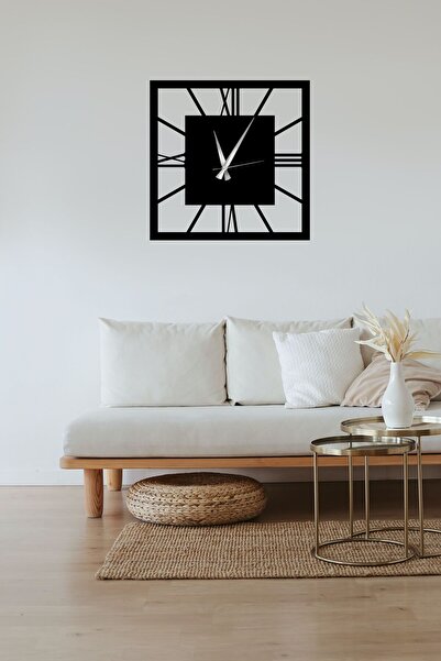 Şirin Lazer AHŞAP MDF KARE 40 CM LAZER KESİM DUVAR SAATİ DEKORASYON