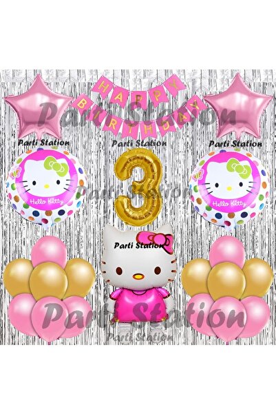 Parti Station Hello Kitty Balon Set 3 Yaş Hello Kitty Sevimki Kedi Konsept Al...