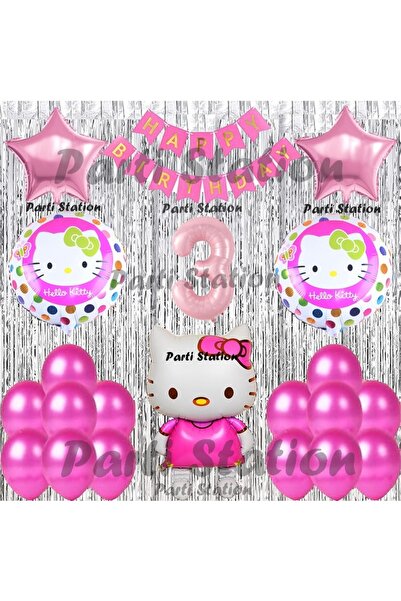 Parti Station Hello Kitty Balon Set 3 Yaş Hello Kitty Sevimki Kedi Konsept Pe...