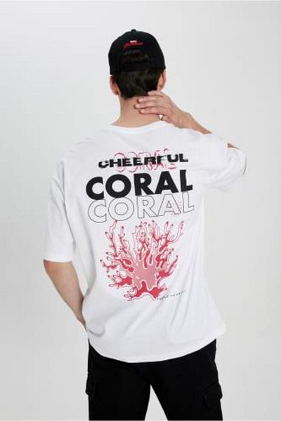 DeFacto Übergroßes, kurzärmliges T-Shirt mit Rundhalsausschnitt und Rundhalsausschnitt B8932ax24sm
