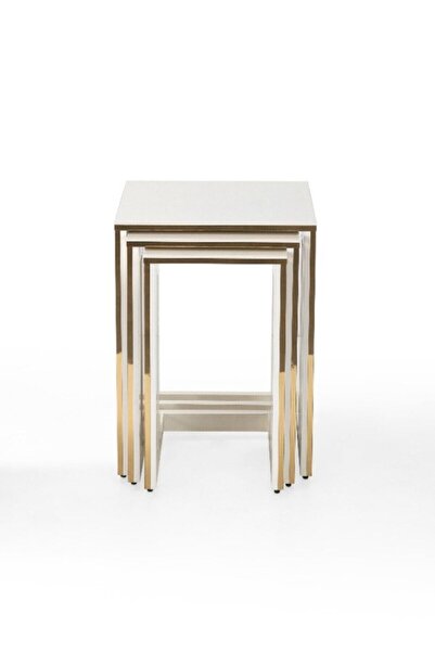 KAPTAN AKSESUAR C.04 METALİK EKRU GOLD ZİGON SEHPA