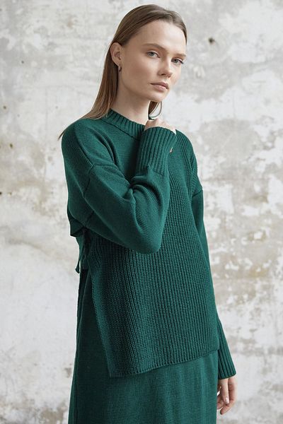 InStyle Svetrové šaty na zavazování - smaragdově zelené