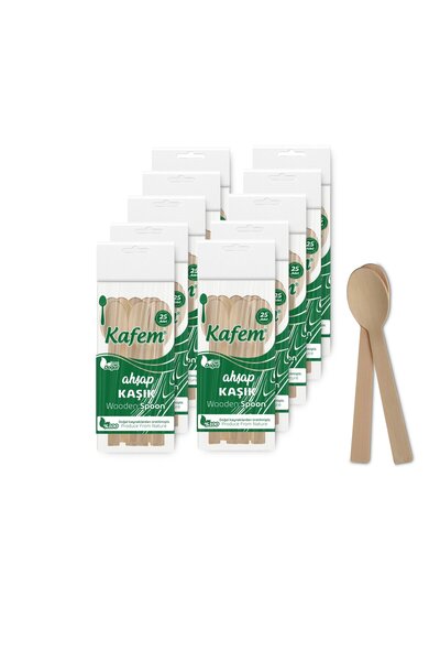 KAFEM Ahşap Kaşık 25 Li X 10 Paket