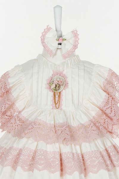 Sare Çocuk Giyim Vintage Concept Αντιαλλεργικό βαμβακερό ύφασμα Λευκό φόρεμα γενεθλίων με ροζ κορδόνια