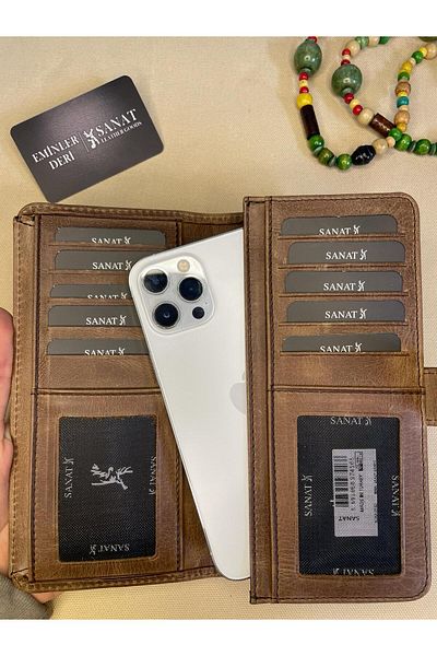SANAT LEATHER SL-2102 UNISEX 19cm×9.5cm Genuine Leather Wallet with Phone Compartment Driver's License/ID Compartment NEW SEASON