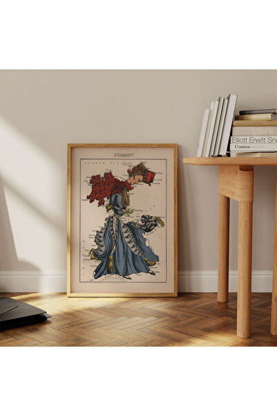 Pegziz Tarihi Almanya Haritası Retro Duvar Dekorasyon Poster 60x90cm.