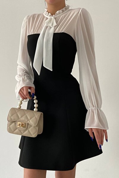 vuvutasarım Μίνι φόρεμα με λεπτομέρεια μαύρου ύφασμα Atlas 214