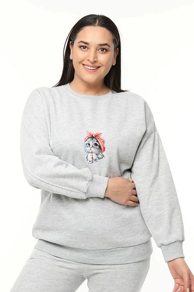 ZEMLİYA Cute cat printed oversize sweatshirt
