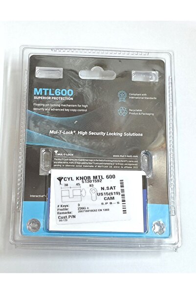 Mul-T-Lock Multlock Mtl600 Interactive Yüksek Güvenli Tuzaklı Barel 83 Mm 3 Ant