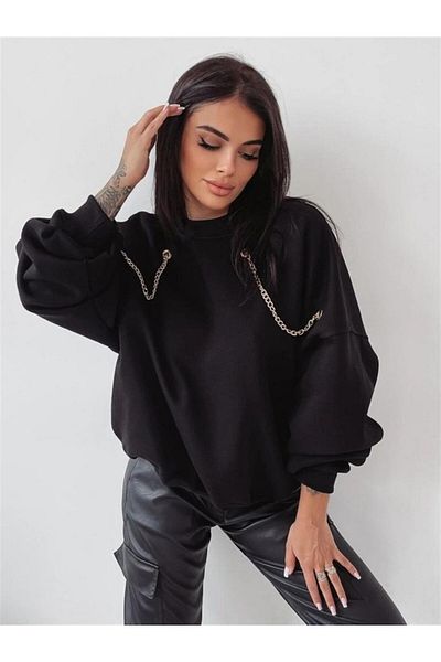 Kokosh moda Γυναικεία μακρυμάνικη αλυσίδα με λεπτομέρεια μπλούζα δύο κλωστών