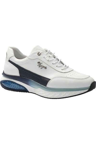 Voyager V24YA-6628 Ανδρικό Δερμάτινο Λευκό Sneaker - Navy Skin