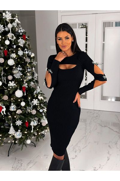 Kokosh moda Rochie de scufundări din țesătură pentru scufundări - cu detalii accesorii din piatră și decolteu