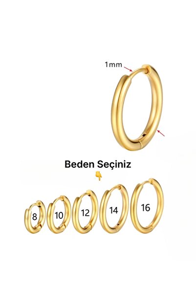 ARASKO Cerrahi Çelik Kararmaz Soyulmaz Çelik Küpe 1 Çift Stainless Steel (Beden Seçenekli)