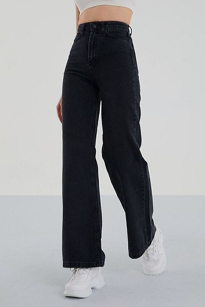 Geppetto Blugi Palazzo din lycra pentru femei, casual, negri, cu talie super înaltă, anii 90, cu picioare late