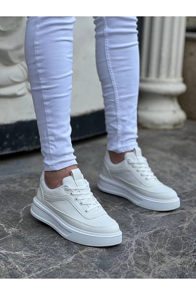 BZ Moda B006 Ανδρικά αθλητικά παπούτσια με ορθοπεδική σόλα BT Lace-Up Λευκά