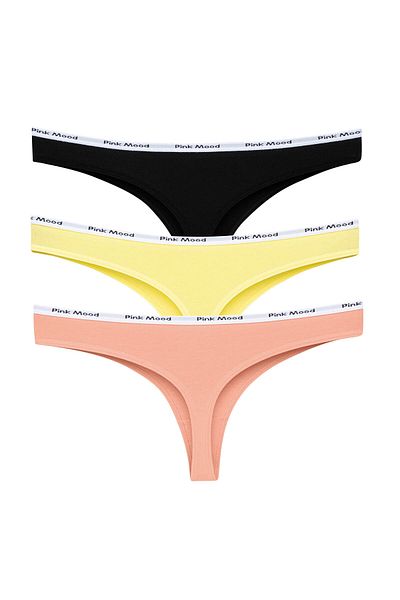 pink mood Cotton Thong with Elastic Waistband, 3-Piece