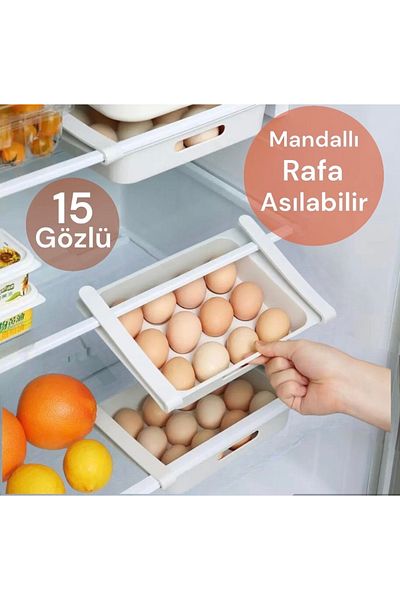 Dem Home 15-Piece Egg Storage Container In-Cabinet Egg Holder with Latch