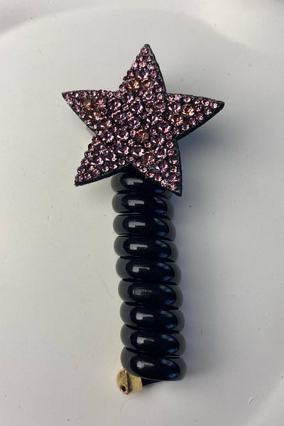 Jaida Moda Fetă Copil Negru Spiral Purple Stone Star Spring Pasta Căpăcitor coadă de cal