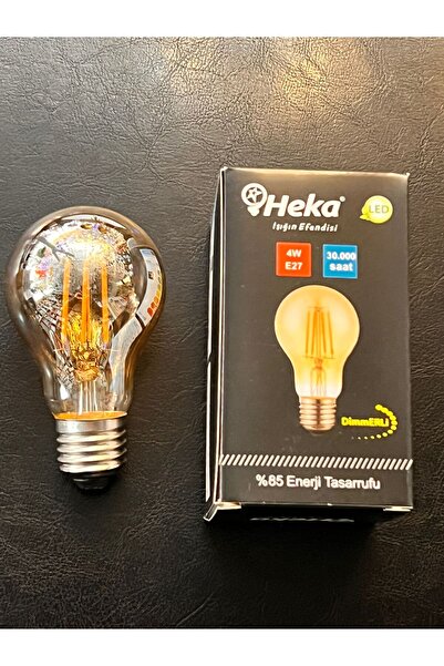 Heka 4 WATT 2200 KELVİN AMBER IŞIK DİMMERLİ A60 LED RUSTİK AMPUL