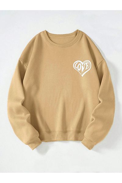 Mad&Calf Φούτερ Unisex Crew Neck Love Printed Oversize Loose Cut Fleece φούτερ