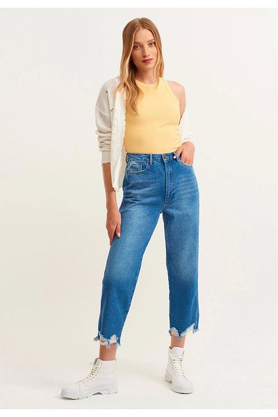 MİSS M.A.T FASHİON Women's Yellow Corduroy T-shirt Halter Neck Knitted Tank Top