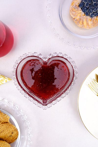 Digithome Heart Beaded Glass Snack Bowl Turkish Delight Bowl Salad Serving Presentation Bowl 14 Cm - Sur-12 C320.049