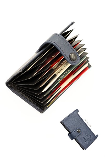 willpolo Suport card acordeon din piele naturală cu 12 compartimente Suport card de credit