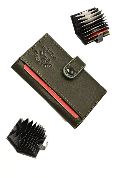 willpolo Γνήσιο δέρμα 12 θέσεων Θήκη κάρτας ακορντεόν Θήκη πιστωτικής κάρτας