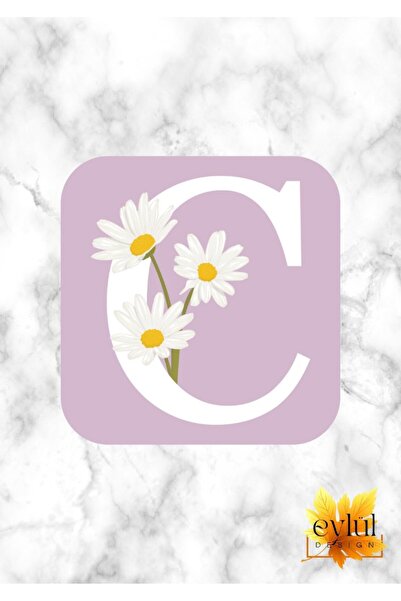 Eylül Design ديزي حرف C مطبوع تصميم مخصص مطبوع MDF قاعدة أكواب مربعة عالية ال...