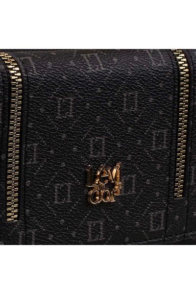 Levidor Black Zipper Detailed Monogram Women's Wallet