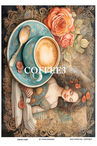 LİNEART Lineart Brass Decopage Paper COFFEE3 29x42cm