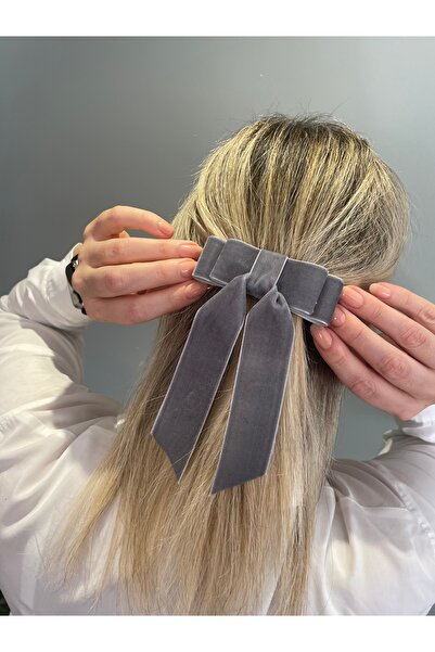 HUby design مشبك شريط مخملي كبير بإبزيم على شكل فيونكة