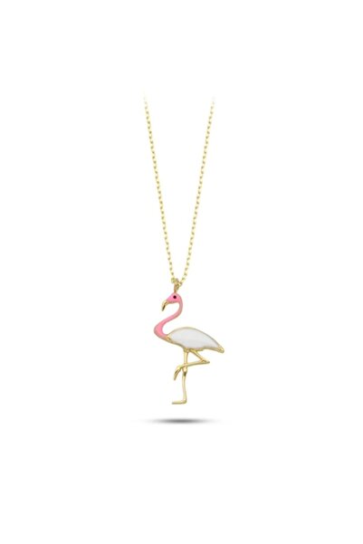 Sembol Gold Flamingo Altın Kolye Mineli