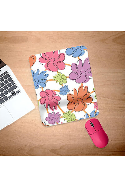 UcuruStore Πολύχρωμα Λουλούδια Ορθογώνιο Μαξιλαράκι Ποντικιού με Στήριγμα Καρπού