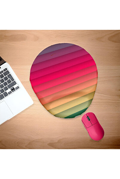 UcuruStore Πολύχρωμο Οβάλ Μαξιλαράκι Ποντικιού με Σταυρωτές Γραμμές και Στήρι...