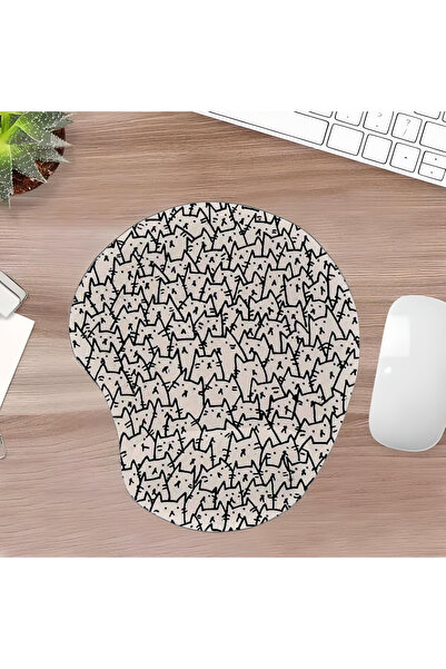 UcuruStore Μαύρο Linear Cats Οβάλ Επιφάνεια Ποντικιού με Στήριξη Ολόκληρου το...