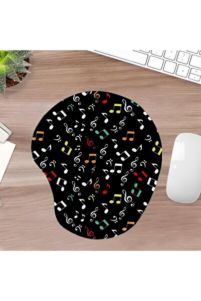 UcuruStore Pad pentru mouse oval decupat cu note muzicale colorate și suport ...
