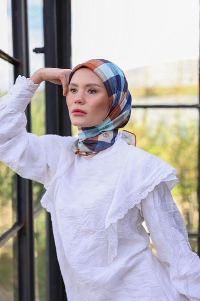 İpekhan Λεπτό βαμβακερό κασκόλ με μοτίβο λογότυπου