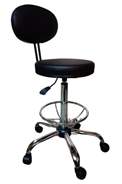 KamusalMarket Kasiyer Bar Taburesi Çemberli Krom Yıldız Ayaklı