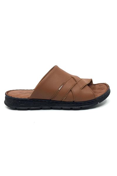 Taşpınar Ayakkabı Taşpınar 100% Genuine Leather Orthopedic Men's Summer Comfortable Slippers 40-45