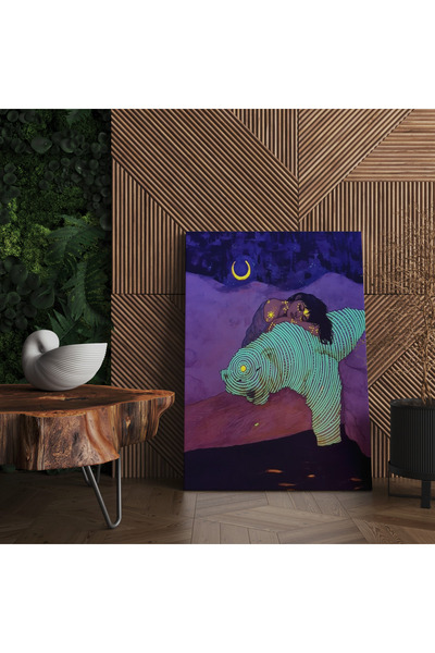 RUGSMODERN Kanvas Tablo Kadın Ve Kaplan Temalı