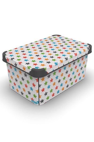 QUTU 10 Lt Stars Stars 34,5x23x16 Storage Box with Lid Style Box Organizer Decorative Box