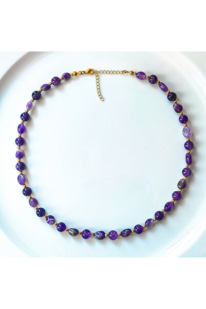 LightCrop Ametist Doğal Taş Tasarım Kolye