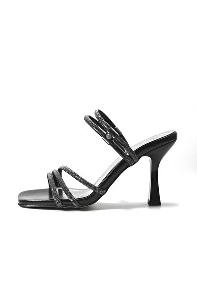 Beety 50.099 Rochie de seară cu pietre negre și argintii Pantofi de damă cu toc