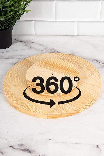 DNS HOME Luxury Serving Presentation Plate with Wooden Rotating Stand Presentation Board 28 cm