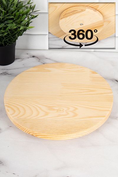 DNS HOME Luxury Serving Presentation Plate with Wooden Rotating Stand Presentation Board 28 cm