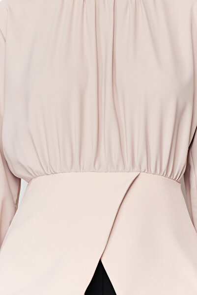 Trendyol Modest Beige Double-breasted Slit Detailed Woven Tunic TCTSS24UK00000