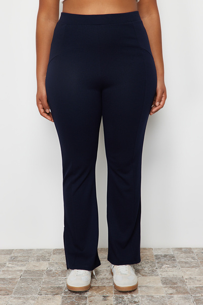 Trendyol Curve Темно-сині штани з високою талією з детальним швом Orme Oversize TBBSS24AR00001