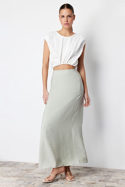 Trendyol Collection Mintgrüner, gewebter Maxirock in A-Linie mit Modalanteil TWOSS24ET00058
