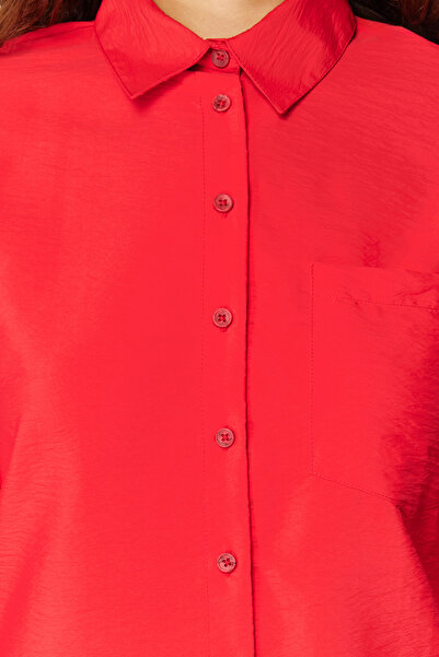 Trendyol Collection Piros Aerobin szőtt ing – túlméretezett, széles szabású TWOSS24GO00064